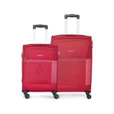 Deals, Discounts & Offers on  - Aristocrat Baleno Set of 2 (Small + Large) Polyester Softsided 4 Wheels Trolleys - Red
