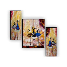 Deals, Discounts & Offers on  - SAF paintings Set of 3 Dancing African Ladies Modern Art UV Textured Paintings