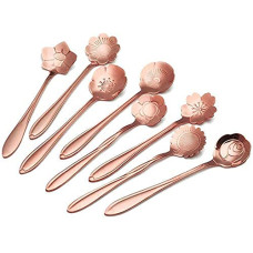 Deals, Discounts & Offers on  - Litvibes Stainless Steel Creative Tableware Flower Dessert Spoon,Coffee Spoon,Sugar Spoon,Mixing Spoon,Tea Spoon,Stirring Spoon,Cake and Ice Cream Spoon,Stir bar Rose Gold Spoons -Set of 6 (Random)