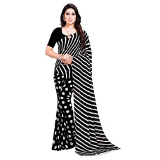 Deals, Discounts & Offers on Women - Anand Sarees Women's Pure Georgette Saree With Blouse Piece (1670_6_Black)