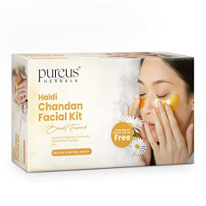 Deals, Discounts & Offers on Beauty Care - Pureus Herbals Haldi Chandan Facial Kit for Natural Healthy Glowing Skin, Instant Glow, Clear Complexion, Anti Aging Effects with Saffron Extract, Vitamin C, Niacinamide & Alpha Arbutin | Professional Facial Kit