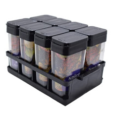 Deals, Discounts & Offers on  - Shuban Plastic Masala Spices Container Set Capacity With Airtight Lid Kitchen Pantry Organizer For Salt Mukhwas Box With Tray (125 Ml -8 Pcs Black Color)