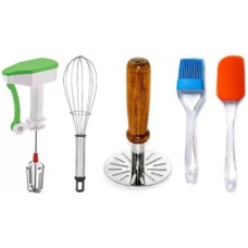Deals, Discounts & Offers on  - OMORTEX Of Power Free Hand Blender ,Wooden Masher, Whisk, Spatula & Brush (Pack Of 5) Kitchen Tool Set(Multicolor, Blender, Spatula, Masher, Whisk, Brush)
