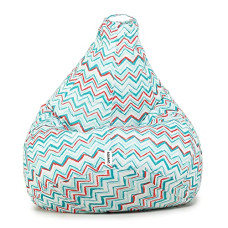 Deals, Discounts & Offers on Furniture - Amazon Brand - Solimo Chevron Strips XXL Fabric Printed Bean Bag Filled With Beans (Multicolour)