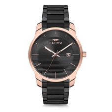 Deals, Discounts & Offers on Men - Ferro Lucca Analog Black Round Dial Men's Watch with Date Function & Bracelet Strap