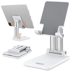 Deals, Discounts & Offers on  - Tukzer Universal Tablet Stand Mobile Holder| Tabletop Fully Foldable Dual Poles, Heavy Base Aluminum| Multi-Angle Height Adjustable Stand