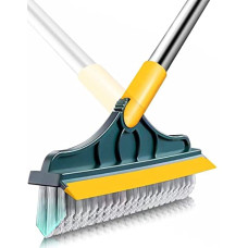 Deals, Discounts & Offers on  - 2 in 1 Cleaning Floor Scrub Brush Floor Brush Scrubber with Long Handle Grout Brush Scrape V-Shape Stiff Bristle Cleaning Brush with Squeegee 120Rotating Tile Brush