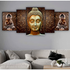 Deals, Discounts & Offers on  - SAF paintings Set of 5 Buddha UV Textured Home Decorative Gift Item MDF Panel Painting 18 Inch X 42 Inch SANFPNL31195