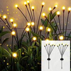 Deals, Discounts & Offers on Outdoor Living  - AAOVEFOX Plastic 2 Pack Solar Powered Firefly LED Lights Waterproof,Solar Starburst Swaying Lights When Wind Blows,Solar Outdoor Decor Lights For Garden,Landscape,Pathway,Yard,Deck,Patio(Warm White)
