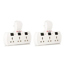 Deals, Discounts & Offers on Electronics - Brillar 3+3 Multiplug Extension Board with Individual Switches, Led Indicators and Fuse Three Pin Plug Combo (Pack of 2)