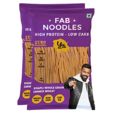 Deals, Discounts & Offers on  - Yu Foodlabs-Fab Noodles-Low Carb&High Protein-Zero Maida&Made Using Special Grade Atta-Not Fried Healthy Wheat Noodles-No Preservatives&100% Natural-Just Boil-Ready In 5 Mins-Serves 6-300G(Pack Of 2)