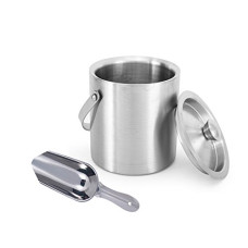 Deals, Discounts & Offers on  - King International Stainless Steel Insulated Double Walled Plain Ice Bucket with Lid & Handle, 1.5L, Ice Picker, Ice Cold for 6 Hours, Bar Tools