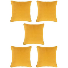Deals, Discounts & Offers on  - HOMETALES Pack of 5 Polyester Checks Solid Square Cushion Cover 40x40 Cm Yellow
