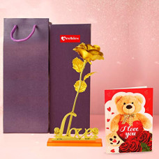 Deals, Discounts & Offers on  - ARCHIES Gold Plated Rose with Soft Ribbon and Quality Box Packing Gifting