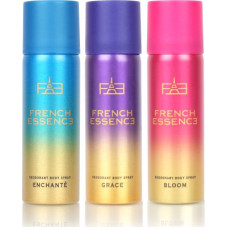 Deals, Discounts & Offers on  - FRENCH ESSENCE Combi Pack of Enchante, Bloom and Grace (50ml Each) Deodorant Spray - For Women(150 ml, Pack of 3)