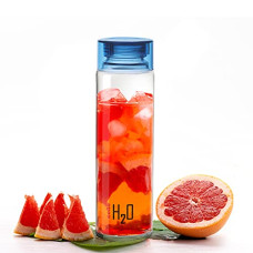 Deals, Discounts & Offers on  - CELLO H2O Glass Fridge Water Bottle with Plastic Cap, 920ml, Blue, Set of 1