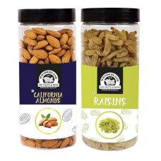 Deals, Discounts & Offers on  - WONDERLAND FOODS (DEVICE) Premium Dry Fruits Combo Pack of California Almonds (NP) + Raisin 1Kg (500gX2) Reusable Jar