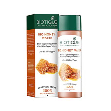 Deals, Discounts & Offers on  - Biotique Honey Water Pore Tightening Brightening Toner With Himalayan Waters|Maintains Ph Balance|Moisturized And Hydrated Skin|100% Botanical Extracts|Suitable For All Skin Types|120Ml,Pack of 1