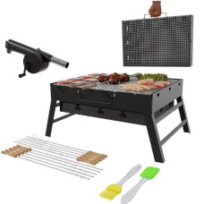 Deals, Discounts & Offers on Outdoor Living  - SK RAYAN Barbecue Grill with 10 Skewers,1 Blower, 2 Spatula | Foldable Charcoal Barbeque Grill | Outdoor bbq grill tools