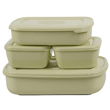 Deals, Discounts & Offers on  - ASIAN Plastowares Utility Star Storage Containers Set of 4, (500 Ml x 2, 800 Ml, 1800 ml) Freeze Containers (Olive Green)