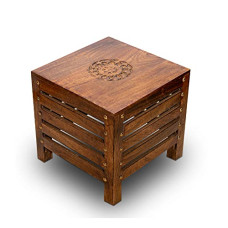 Deals, Discounts & Offers on Furniture - SATTVA Wooden Stools For Living Room Sitting Chair for Home Handcrafted Antique Finish | Handmade Table