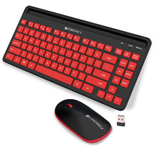Deals, Discounts & Offers on  - Zebronics-Companion 114 Wireless Keyboard and Mouse Combo Compact 2.4GHz Featuring Integrated Multimedia Keys, Smartphone/Tablet Holder, UV Printed Keycaps, and On/Off Switch (Red +Black)