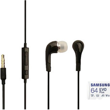 Deals, Discounts & Offers on Accessories - Samsung EVO Plus 64GB microSDXC UHS-I U1 130MB/s Full HD & 4K UHD Memory Card with Adapter (MB-MC64KA) & Original EHS64 Wired in Ear Earphones with Mic, Black