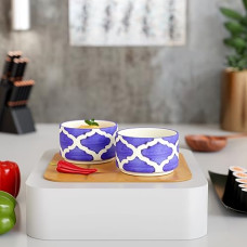 Deals, Discounts & Offers on  - The Earth Store Blue Moroccan Ceramic Dip Bowl for Serving Chutney,Pickle,Small Sauce Bowl
