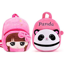 Deals, Discounts & Offers on Backpacks - DZert Kids School Bag Soft Plush Backpacks Cartoon/Boy/Girl/Baby/ (2-5 Years) (Panda Pink & Hi Girl)