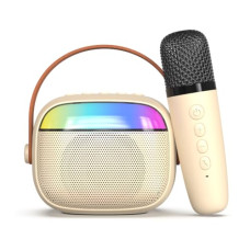Deals, Discounts & Offers on  - pTron Newly Launched Fusion Smart 10W Mini Bluetooth Speaker with Wireless Karaoke Mic, 10Hrs Playtime, RGB Lights, Voice Effects, Play Modes BT5.3/TF Card/USB & Type C Fast Charging Port(Ivory White)