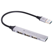 Deals, Discounts & Offers on  - Zebronics 200HB USB 3.0 4 Port hub with Hi Speed Data Transfer, Aluminum + ABS Body, 15cm Cable, Sleek Design and Plug Play Usage