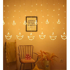 Deals, Discounts & Offers on  - The Purple Tree Decorative Diya Diwali Light Curtain, String Lights with 12 Hanging Diyas, 8 Flashing Modes - 2.5 Meter (1 Curtain) 138 LED, Diwali Decorative Light, Decorative Curtain LED Light