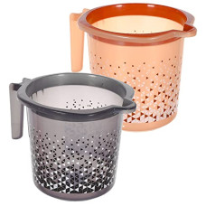 Deals, Discounts & Offers on  - Kuber Industries Tinted Print Plastic Bathroom Mug 1.5 Litre Pack of 2 (Beige & Black)-46KM0243, Standard