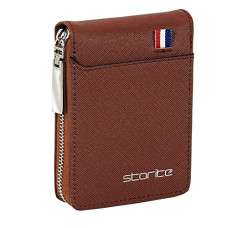Deals, Discounts & Offers on Bags, Wallets & Belts - Storite PU Leather 9 Slot Vertical Credit Debit Card Holder Money Wallet Zipper Coin Purse