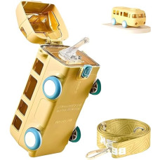 Deals, Discounts & Offers on  - ApLiQ Cute Portable Bus Water Bottle with Strap, Leakproof, BPA Free, Food Grade Bus Shaped with Movable Wheels Drinking Picnic Bottle with Straw, Sipper Bottle