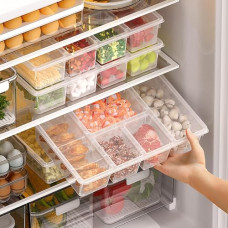 Deals, Discounts & Offers on  - ApLiQ Veggie Tray with Lid 5 Compartment Food Container with Dividers Large Serving Tray Travel Snack Containers Stackable Produce Saver Snackle Box