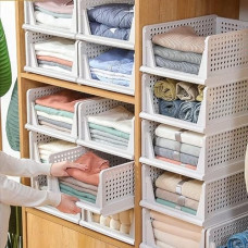 Deals, Discounts & Offers on  - JIALTO Clothes Organiser for Wardrobe - 5 Pcs Stackable Organizer for Wardrobe | Almirah Organizer for Clothes, Cupboard Organizer