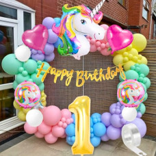 Deals, Discounts & Offers on  - Flyloons Unicorn theme 1st birthday decoration Kit for Girls Boys kids baby girl