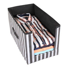 Deals, Discounts & Offers on  - Amazon Brand - Solimo Printed Fabric Shirt Stacker Organiser, Set of 1, Black