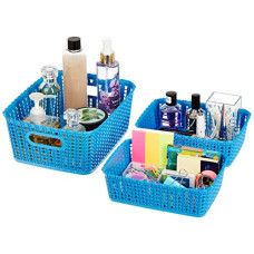 Deals, Discounts & Offers on  - Amazon Brand - Solimo Plastic 3 Piece Storage Basket Set, Blue