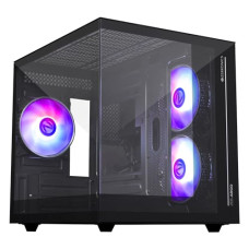 Deals, Discounts & Offers on  - ZEBRONICS Argo Cube Form Factor Gaming Cabinet with Micro ATX, ITX, 2X 120mm Side + 120mm Rear Fan (ARGB Inner Glow), Tempered Glass Front & Side Panel, Type C(Black)