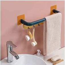 Deals, Discounts & Offers on Home Improvement - ARTO Plastic Double Layer Towel Rod Holder with Hook | Wall Mounted Hand Towel Rail Hanger