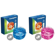 Deals, Discounts & Offers on  - Crompton Galaxy Decoration Copper USB Powered String Fairy Lights with 100 Led Light (10 Meters, Blue & Pink, Pack of 2)