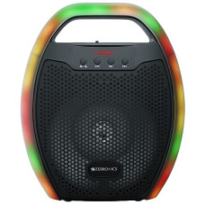 Deals, Discounts & Offers on Electronics - ZEBRONICS Sound Feast 60 Portable Wireless Speaker with 10W Output, Bluetooth v5.0, FM Radio, AUX, USB, mSD, TWS, 6.3mm Wired mic Support, Media + Volume Control, Carry Handle and RGB LED Lights