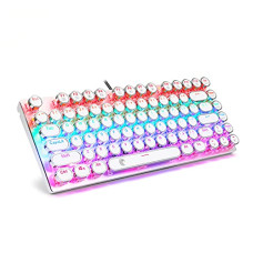 Deals, Discounts & Offers on  - HUO JI E-Yooso Z-88 Typewriter Mechanical Keyboard, Rainbow Led Backlit, Vintage Retro Style With Red Switches, 60% Compact 81 Keys Hot Swappable Keyboard For Pc, Mac, Wired, White