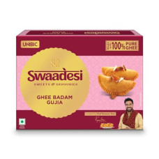 Deals, Discounts & Offers on  - Unibic Swaadesi Ghee Badam Gujia I Gift Box I Indian Sweet I MithaiI Made with Pure Ghee I Gift Hampers I 240 GM