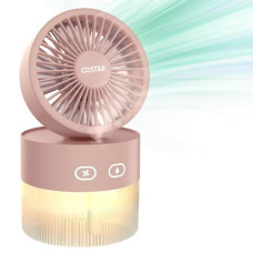 Deals, Discounts & Offers on  - COSTAR Portable Table Fan with Mist Humidify, USB Rechargeable Fan w/Night Light, Brushless 3 Speeds Personal Mini Fan, 180 Rotate Evaporative Air Cooler 350ml Water Tank (Pink)