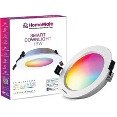 Deals, Discounts & Offers on  - HomeMate WiFi Smart LED Downlight | 15 Watt, Round | 16 Million Colours + Warm and Cool White | Works with Amazon Alexa, Google Assistant and Siri (Pack of 1)(Polycarbonate)