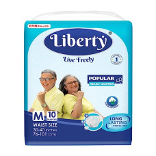 Deals, Discounts & Offers on  - Liberty Popular Adult Diapers, Tape Style, Medium (M) Size, 10 Count, Waist Size (76-101cm | 30-40 inches), Unisex, High Absorbency, Leak Proof, Wetness Indicator, Pack of 1