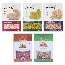 Deals, Discounts & Offers on  - Nutraj Signature Premium Daily Needs Fresh&Healthy Mixed Dry Fruits Combo Of Almonds (Badam),Cashews(Kaju),Raisins(Kishmish),Pistachios(Pista) & Walnut Halves Kernels (Akhrot)1 Kg Pack (200G Each X5)
